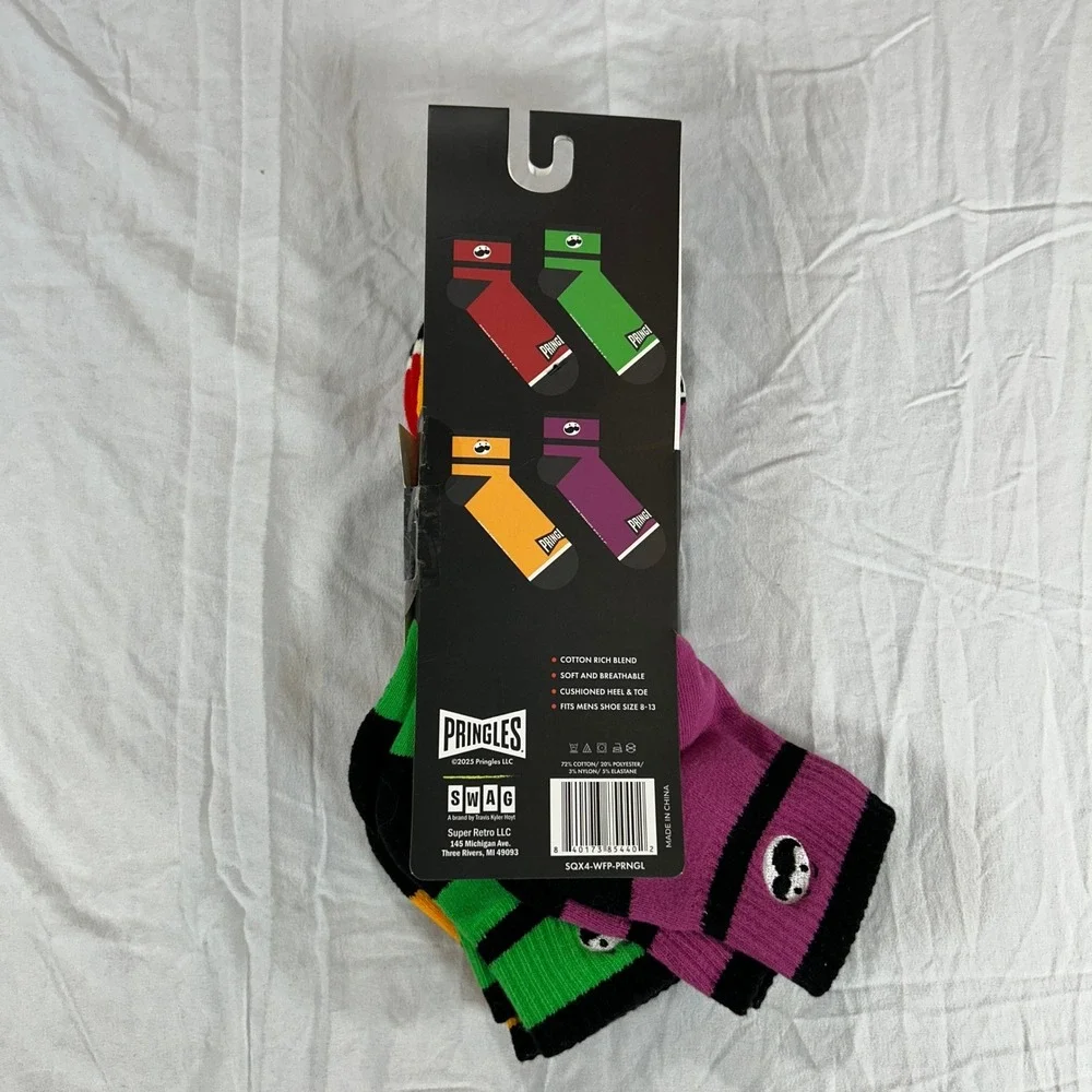Swag Pringles Mens Quarter Socks 4 Pack Multicolor Performance Shoe Size 8-13